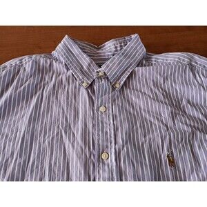 Ralph Lauren Dress Shirt Mens 18 34/35 Purple White Stripe Button Down Sleeves